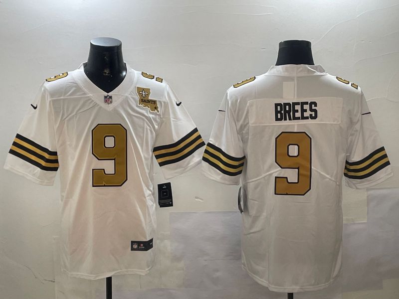 Men New Orleans Saints #9 Brees White 2024 Nike Limited NFL Jersey style 01041